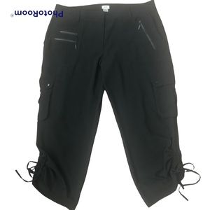 CACHE Y2K Cropped Zippered Ruched Cargo Pants N1